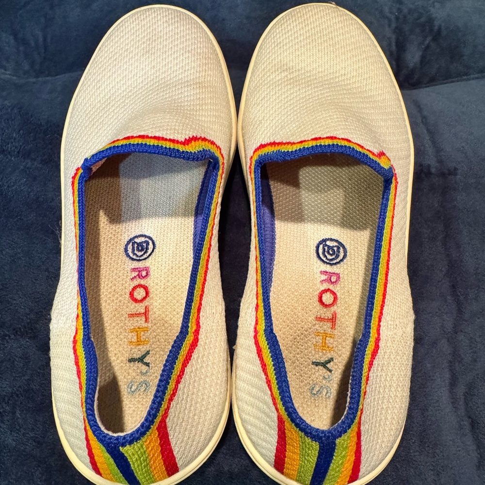 Rothy's Pride Edition Slip-On Shoes With Rainbow Trim View 2